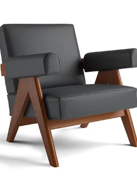 现代简约贵宾接待会客区沙发单人位领导洽谈实木网红沙发