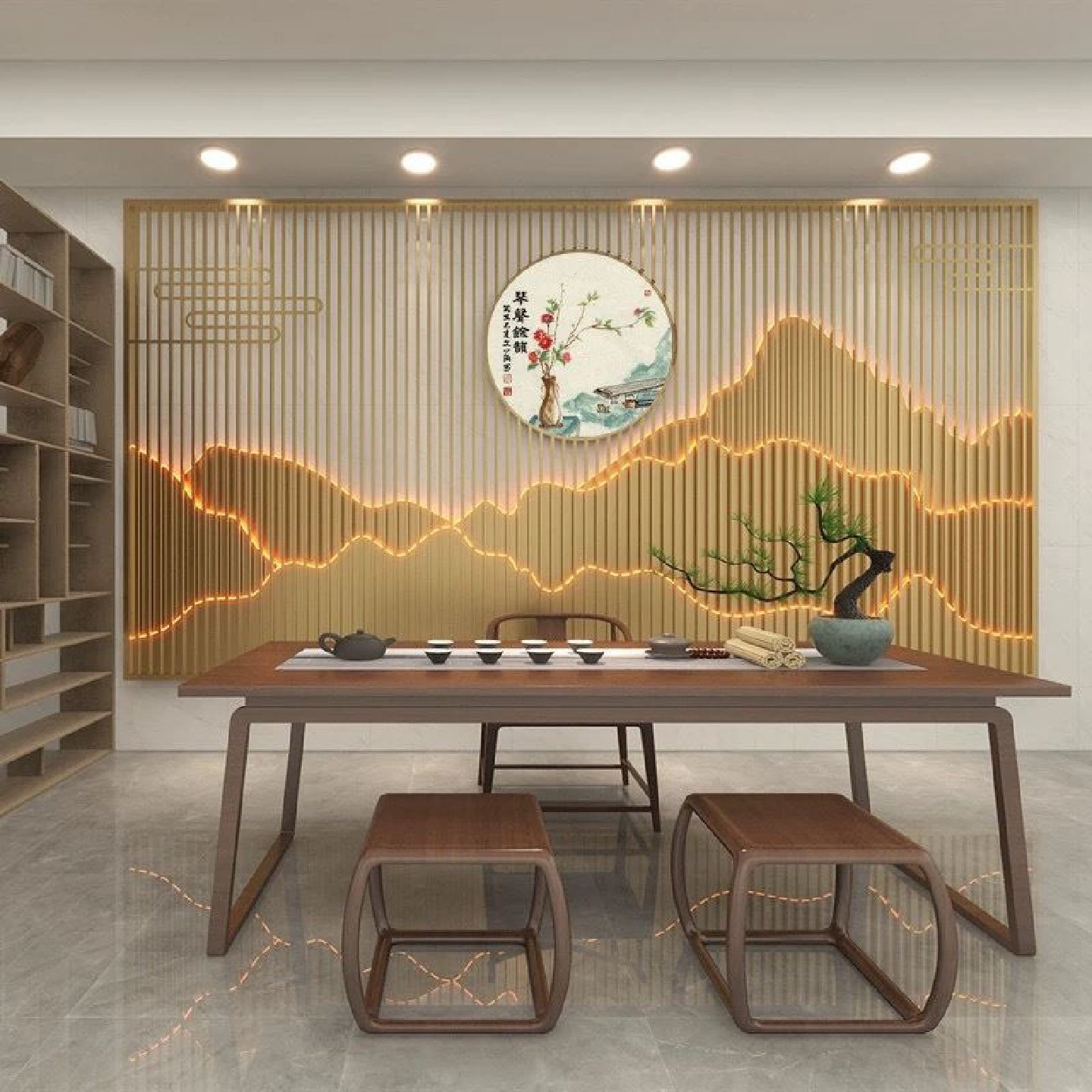 轻奢不锈钢屏风隔断雕花格假山玻璃新中式古铜电镀客厅背景墙定制,淘宝优惠券,粉丝福利购,淘宝优惠卷