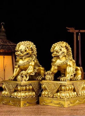 纯铜北京狮子摆件一对铜狮子门口大号北京狮宫门狮家居装饰品