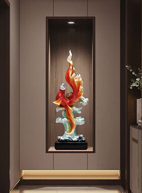 年年有余招财鱼新中式高档大摆件入户玄关进门客厅壁龛办公室装饰