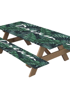 野餐桌套连长椅套3件套弹性贴合桌布露营桌座布户外防水桌布套8