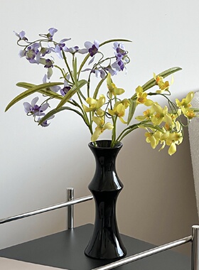 中古风新中式竹子陶瓷花瓶小翠兰仿真花假花客厅桌面摆件装饰品