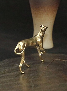 黄铜创意复古十二生肖狗摆件细狗哮天犬铜摆件桌面装饰工艺品