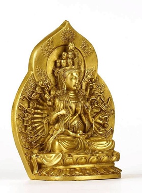 纯铜千手观音佛像摆件家居客厅招财装饰品摆设中式送礼