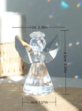 太阳捕手天使新款小摆件客厅桌面轻奢卧室七彩水晶摆件创意礼物