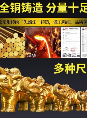 纯铜摆件一对吸水铜象吉象摆件客厅玄关卧室走廊开业乔迁结婚