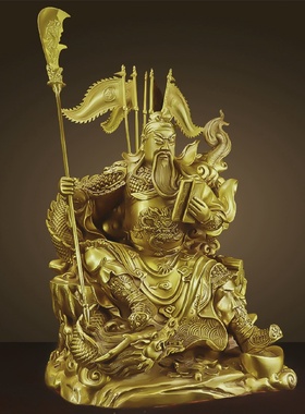 全铜夜读春秋坐关公摆件铜看书武财神关羽神像关二爷佛像店铺供奉