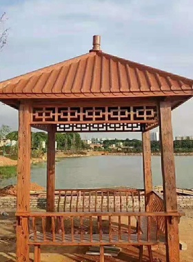 仿古四角亭户外公园水泥凉亭可庭院休闲古建景观混凝土凉亭