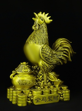 纯黄铜公鸡摆件金鸡聚财十二生肖金钱鸡家居装饰工艺品吉祥物