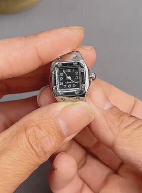 手表戒指情侣手指表简约时尚朋克百搭小众迷你时钟复古创意电子表