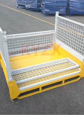 金属料箱配件铁框钢制网格废料周转箱可折叠重型仓储笼工厂物料筐