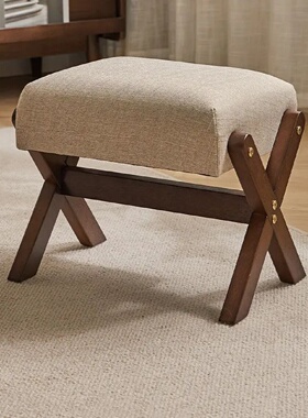 实木换鞋凳家用入户门口矮凳穿鞋客厅茶几凳子沙发凳布艺轻奢矮凳