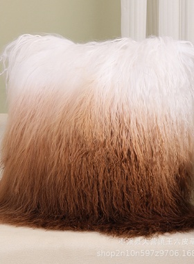 欧式毛绒靠垫沙发抱枕汽车靠背卧室床头大靠枕真毛抱枕套