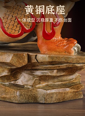 威震山河黄铜招财貔貅摆件高级感客厅办公室桌面装饰乔迁开业礼物