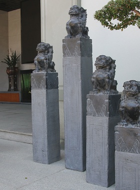 模拟螺栓马柱青石狮子道具彷古旧玻璃纤维雕塑中国庭院彷古装饰饰