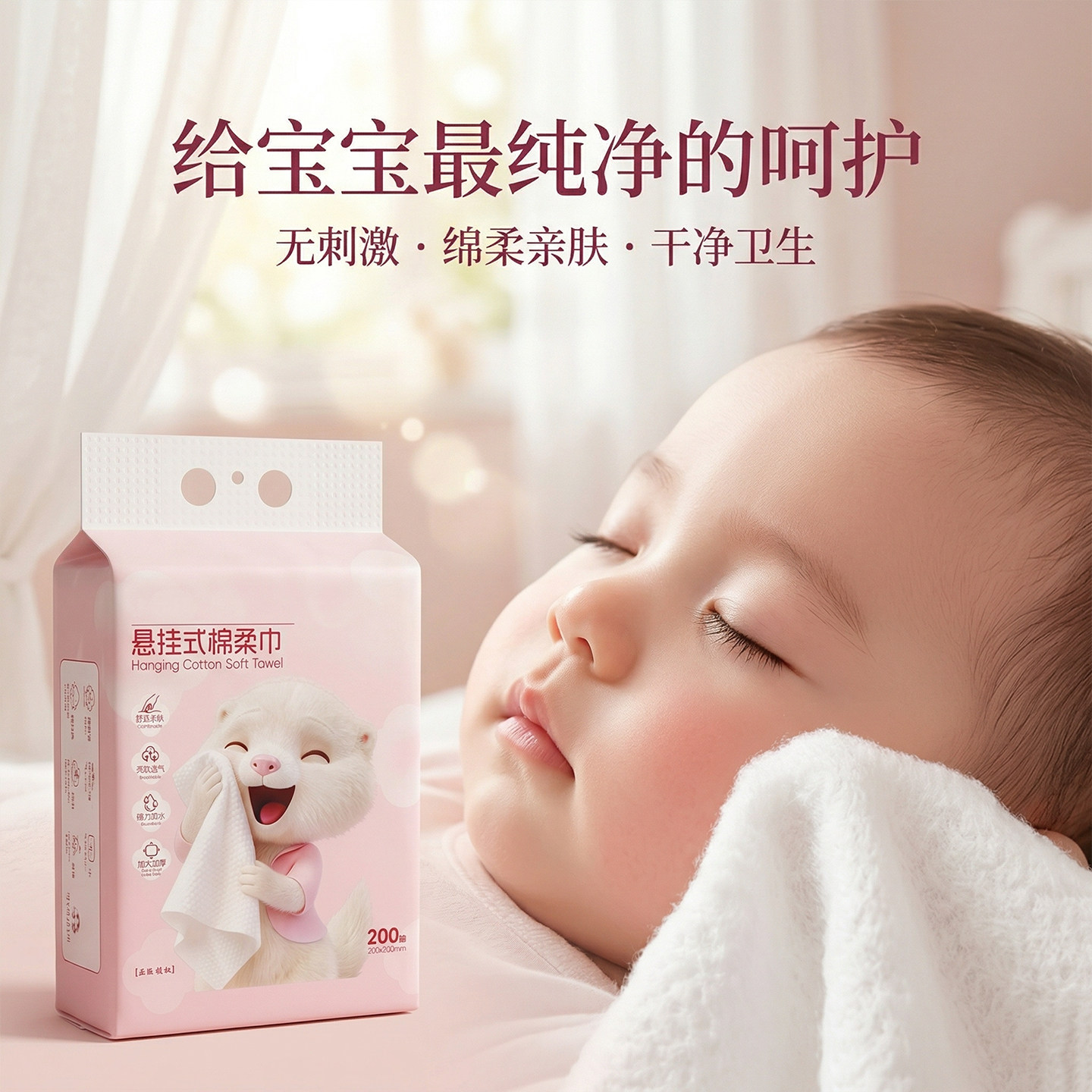 舍兑团圆令悬挂式棉柔巾洗脸巾母婴儿宝宝擦脸巾干湿两用亲肤透气