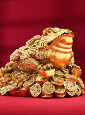 铜欣祥 黄铜三足金蟾摆件家居装饰品办公室开 业礼品摆件