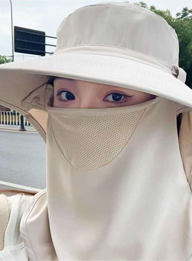 养蜂人防晒帽透气遮脸面罩护颈一体太阳帽防紫外线户外遮阳帽女夏