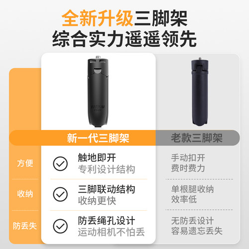 力凯PX01适用大疆pocket4/3三脚架便携桌面支架action6/5/4运动相机gopro底座配件手持自拍延长杆一键打开 - 图0