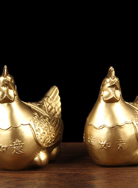 铜吉祥母鸡摆件 铜母鸡摆件 铜鸡摆件 生肖鸡摆件