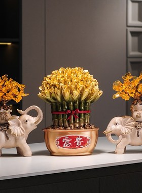 财富节节高升富贵竹摆件送领导乔迁新居礼品家居客厅玄关招财摆件