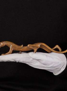 古铜走虎笔架仿书法镇纸文房四宝毛笔书法创意摆件收藏把玩赠礼