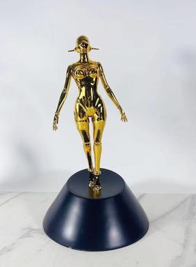 电镀机械女神站姿摆件简约现代抽象人物雕塑 客厅软装饰品