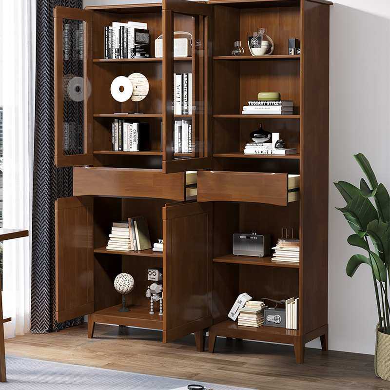 实木书柜客厅落地藤编书架现代书房组合书橱北欧展示柜收纳展示,淘宝优惠券,粉丝福利购,淘宝优惠卷