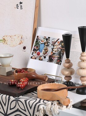 侘寂中古风样板间厨房摆件组合砧板餐板家具展厅台面装饰品