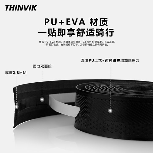 THINVIK公路车减震把带湿法PU防滑缠带EVA弯把自行车黑白蜥蜴绑带 - 图0