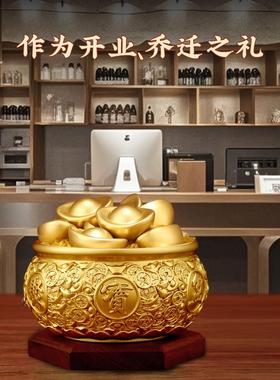 纯铜元宝生聚宝盆摆件招财财财I8123办公室八方来财发聚财黄树存
