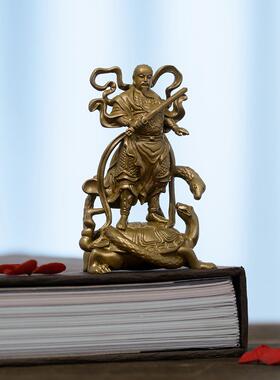 覆古天神尊真武帝铜像饰品小巧玲珑便携尊禅茶空间装饰