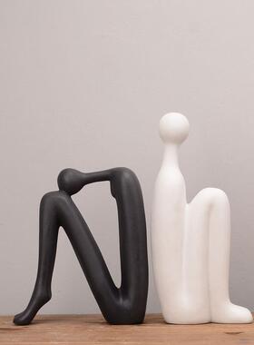 斯堪的纳维亚简单的学习书架抽象人物装饰创意办公室书柜书柜桌面