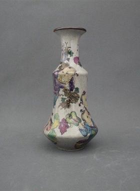 景德镇仿古陶瓷乾隆粉彩婴戏图花瓶家居装饰展柜摆件收藏做旧瓷器