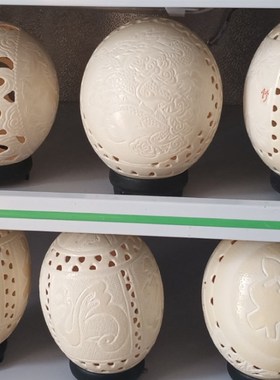 非洲鸵鸟蛋天然工艺品蛋雕办公室摆件创意礼物彩绘雕刻蛋装饰包邮