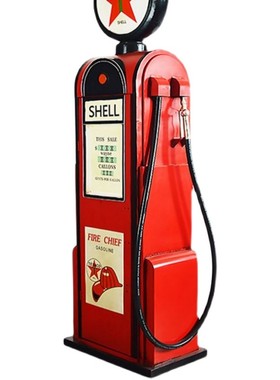 复古铁艺加油机模型落地摆件 酒柜储物柜 创意家居软装饰品收纳柜