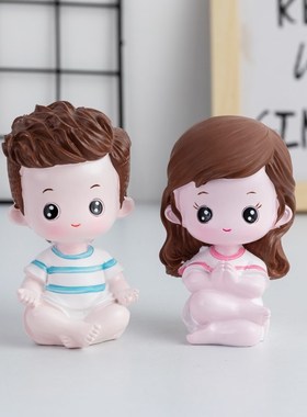 创意可爱瑜伽娃娃摆件办公桌面客厅书桌装饰工艺娃娃送女生小礼品