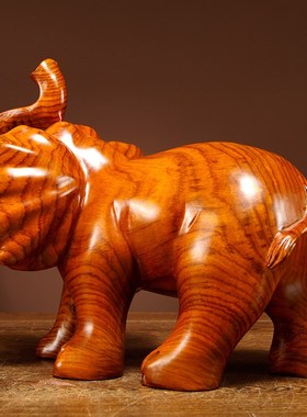 花梨木雕大象摆件实木一对象家居客厅玄关装饰工艺品店铺开业送礼