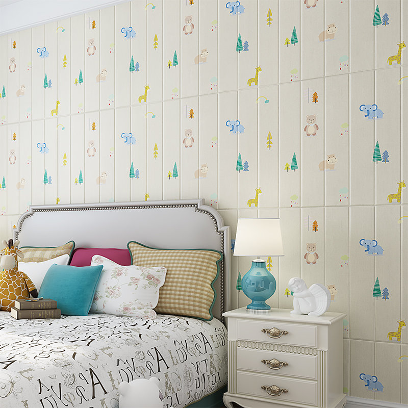 儿童房卡通动物自粘d立体墙贴卧室墙纸幼儿园墙裙防撞护墙板墙围 - 图2