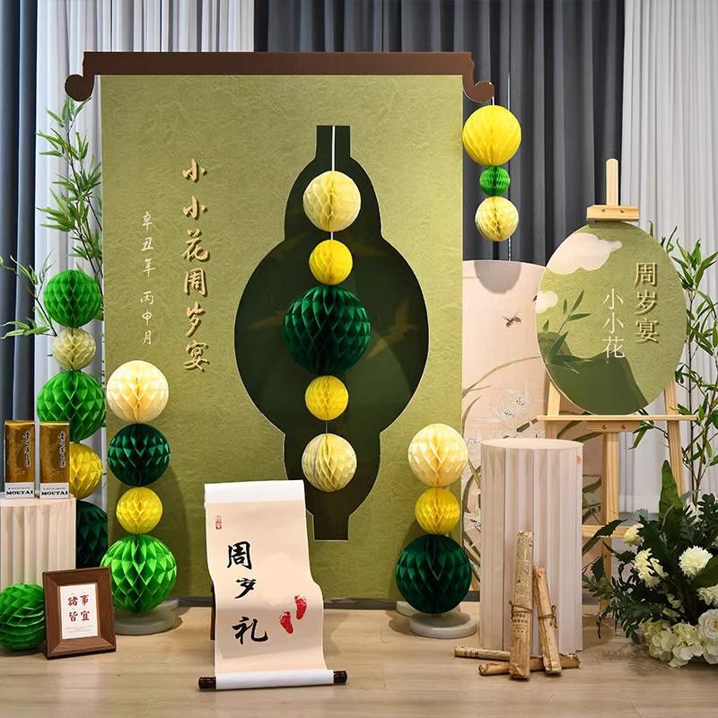 宝宝一周岁生日布置装饰品女抓周宴男孩网红场景气球kt板背景墙虎 - 图2