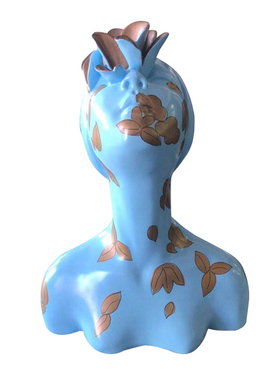 雕塑头像创意工艺品样板房客厅树脂装饰陈设抽象物落地底座