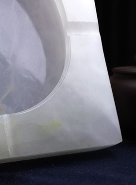 天然玉石方形烟灰缸 办公室客厅摆件 中式客厅书房高档装饰摆件