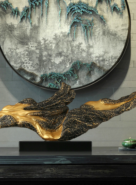 雕塑艺术品酒店大堂售楼部前台创意玻璃钢抽象装饰工艺品禅意摆件