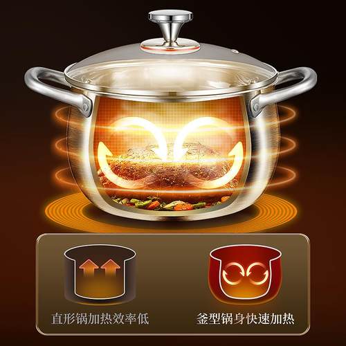 4汤锅3炉0不锈钢家用汤煲双煮锅煮粥面炖锅燃气耳电磁用 - 图2