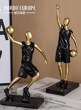 现代简约篮球运动人物摆件桌轻奢高档书房书TZH1328饰柜房间公办