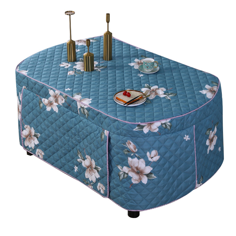 简约现代椭圆形餐桌布加厚烤火罩茶几桌布L家用长方形桌罩套子定 - 图3