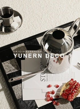 创意不锈钢冷水壶咖啡杯摆件样板房间软装茶几餐桌Y茶壶家用饰品