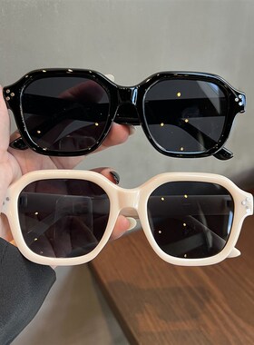 复古玫红色大框墨镜女级感小众设计太阳眼M镜遮阳时尚百搭网红潮