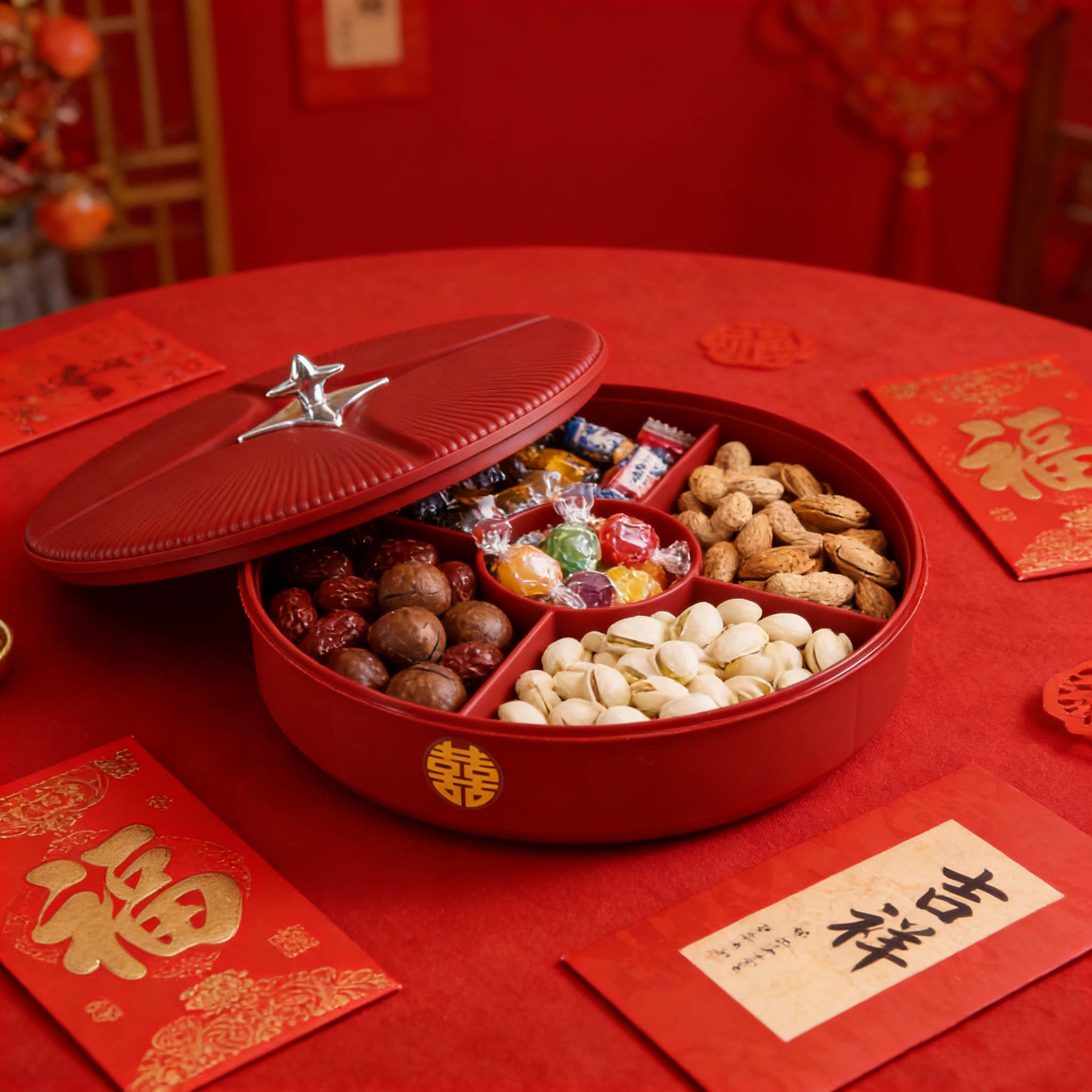 果盘点心盘坚果糖果分层多格客厅茶几家用新年结婚专用乔迁之喜盒