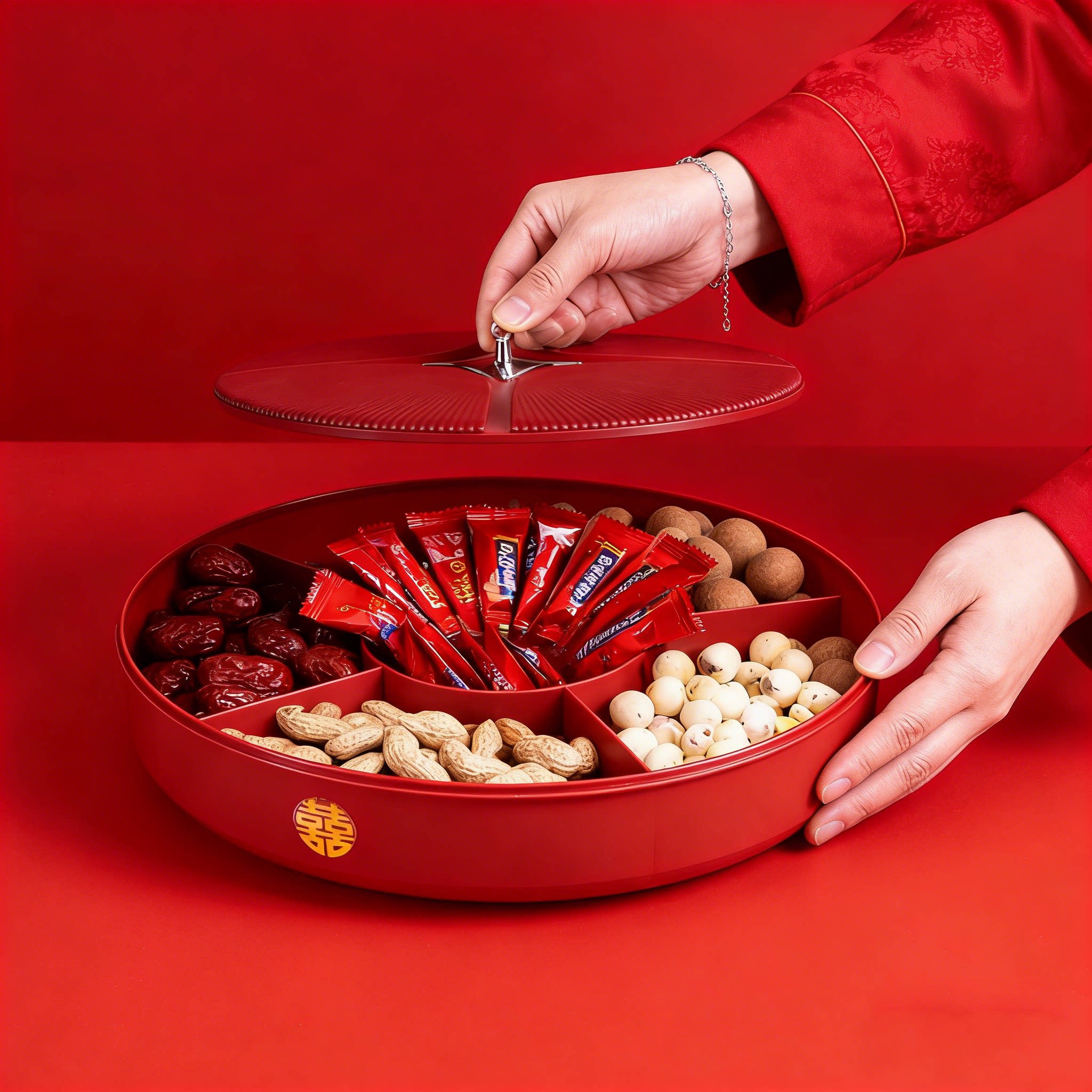 果盘点心盘坚果糖果分层多格客厅茶几家用新年结婚专用乔迁之喜盒